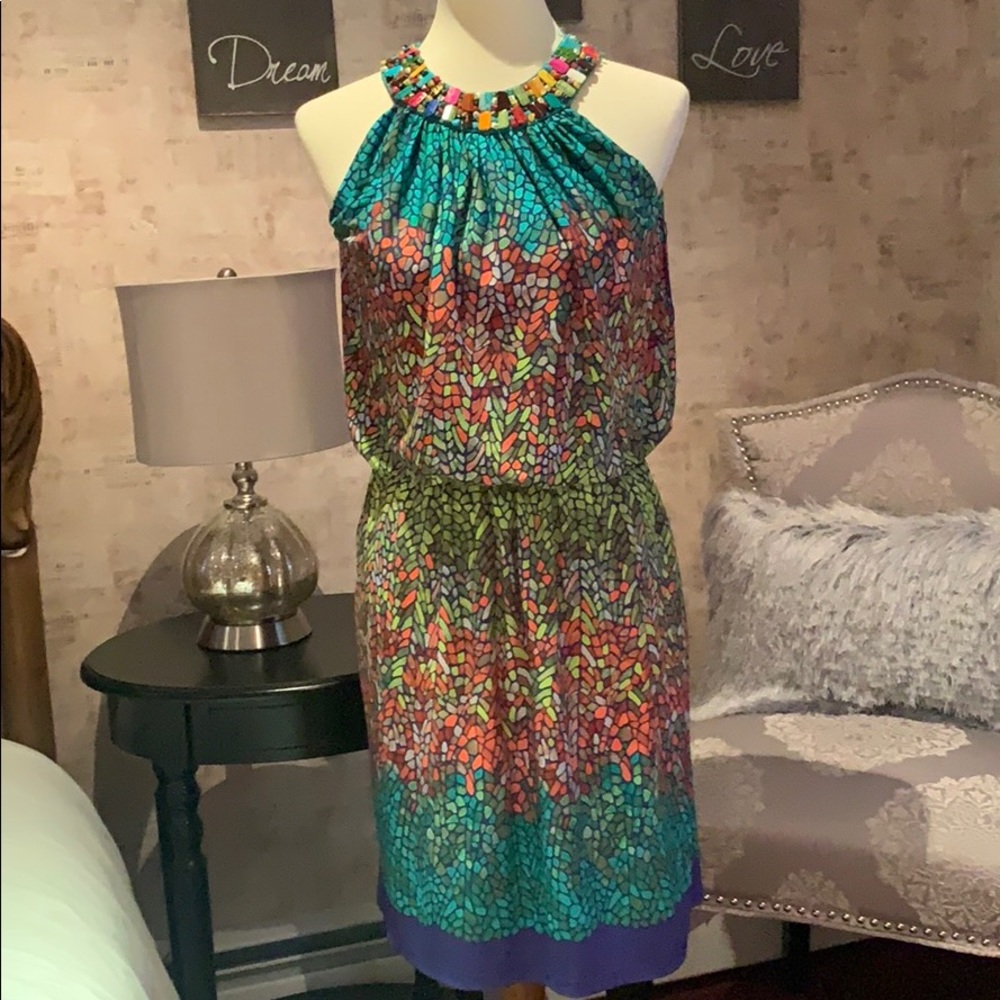 London Times Dress with Incredible Beaded Collar!